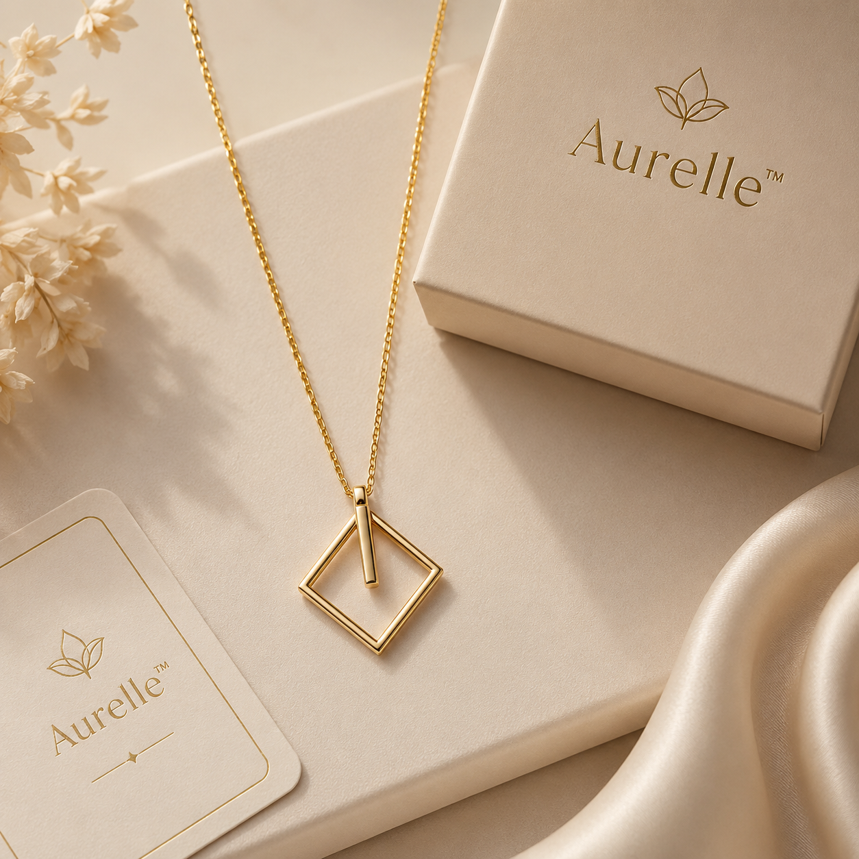 Aurelle™ Geometric Gold Pendant Necklace