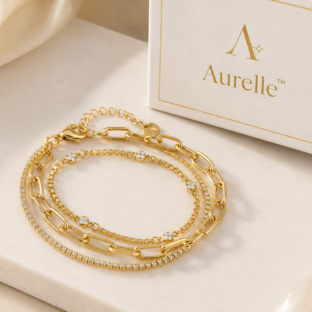 Aurelle™ Layered Gold Bracelet Set