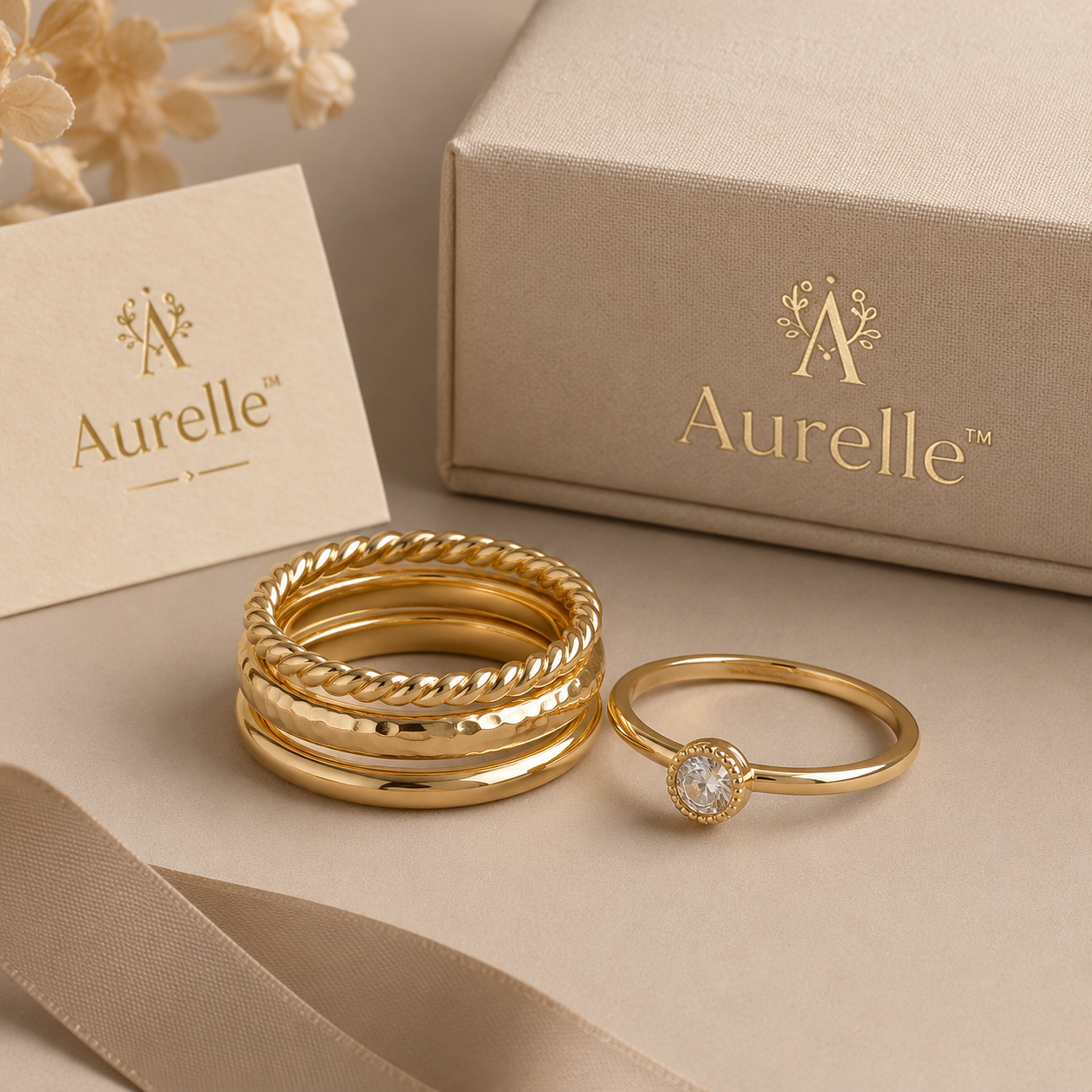 Aurelle™ Gold Ring Stack Set