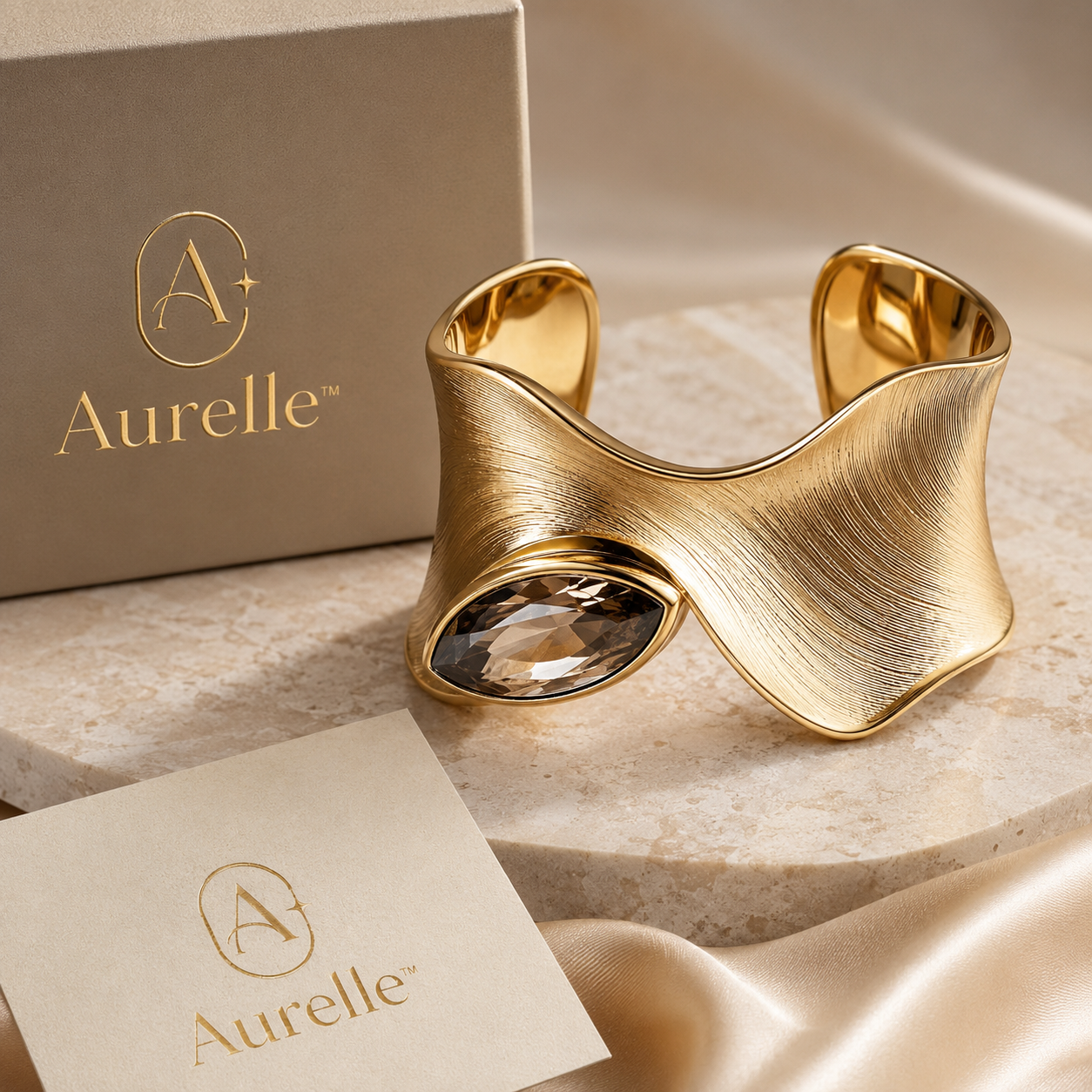 Aurelle™ Statement Gold Cuff Bracelet
