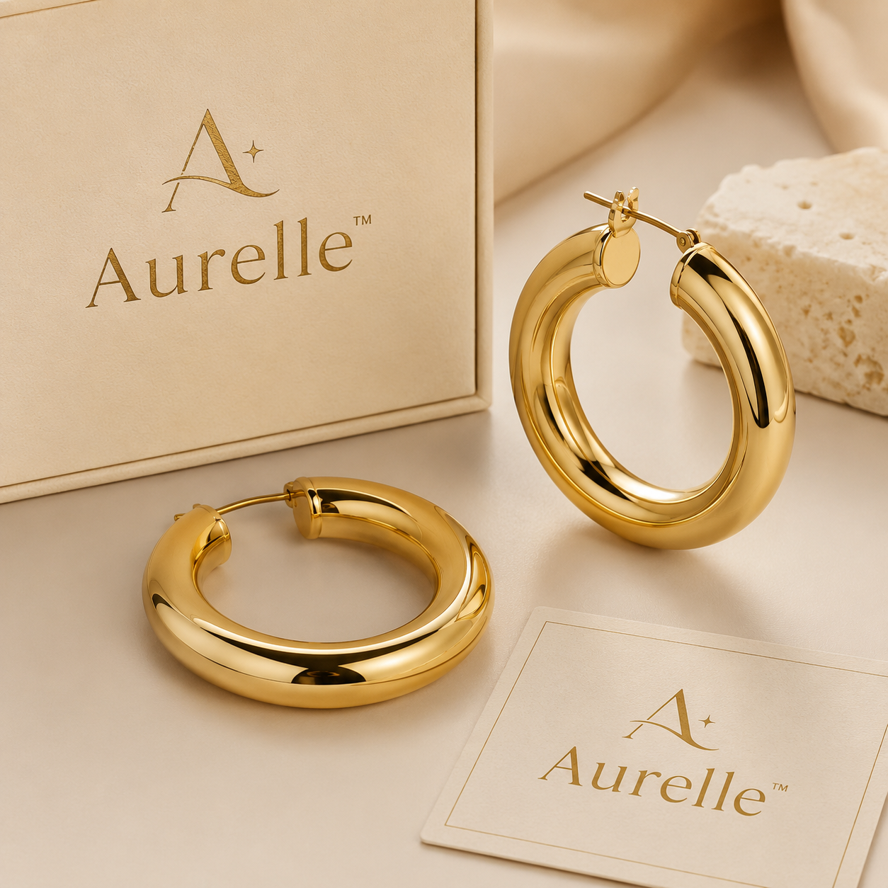 Aurelle™ Polished Gold Hoop Earrings