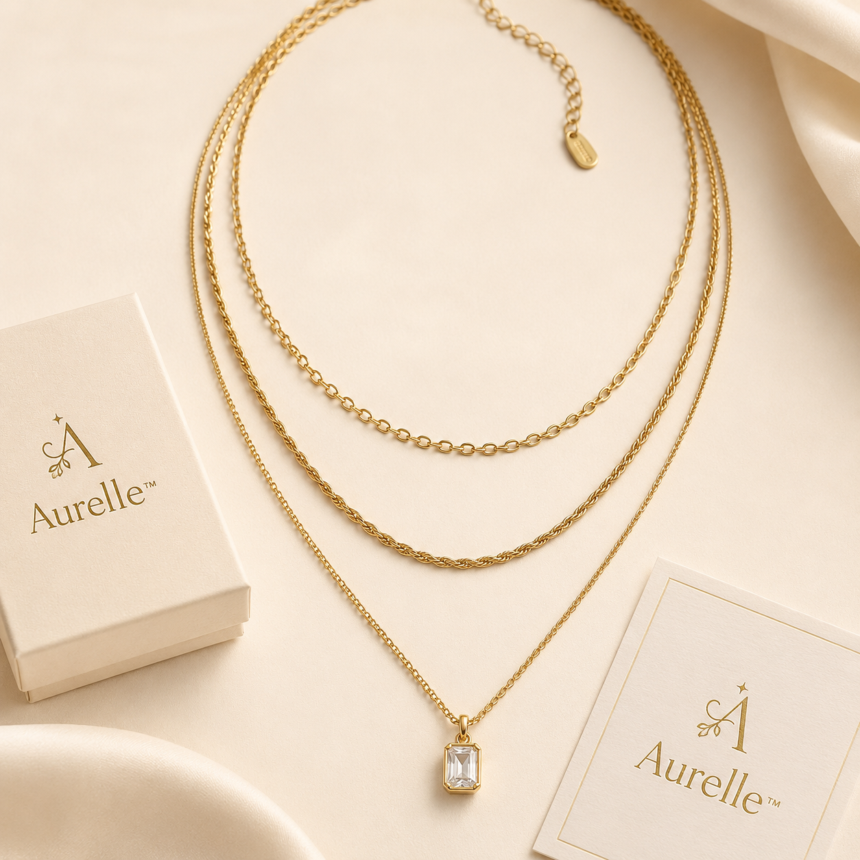 Aurelle™ Layered Crystal Pendant Necklace